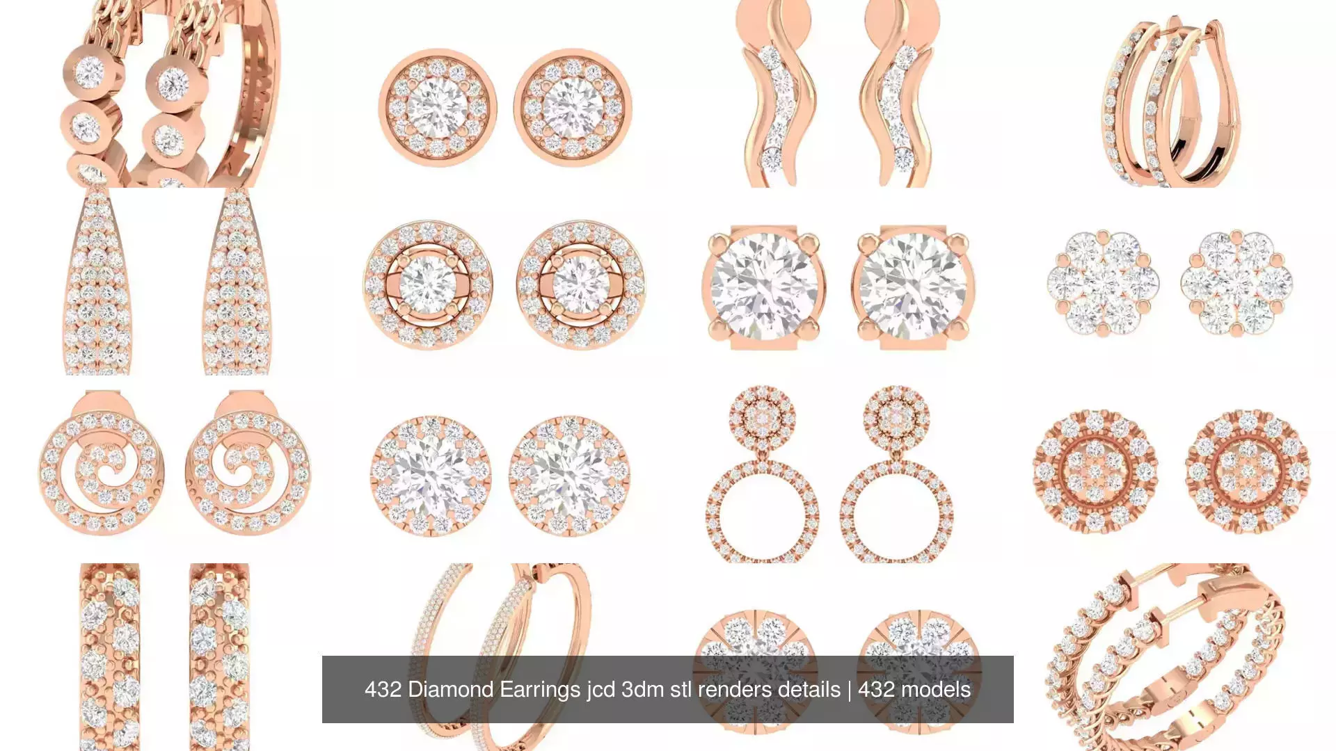 432 Diamond Earrings jcd 3dm stl renders details 3D Model Collection_26