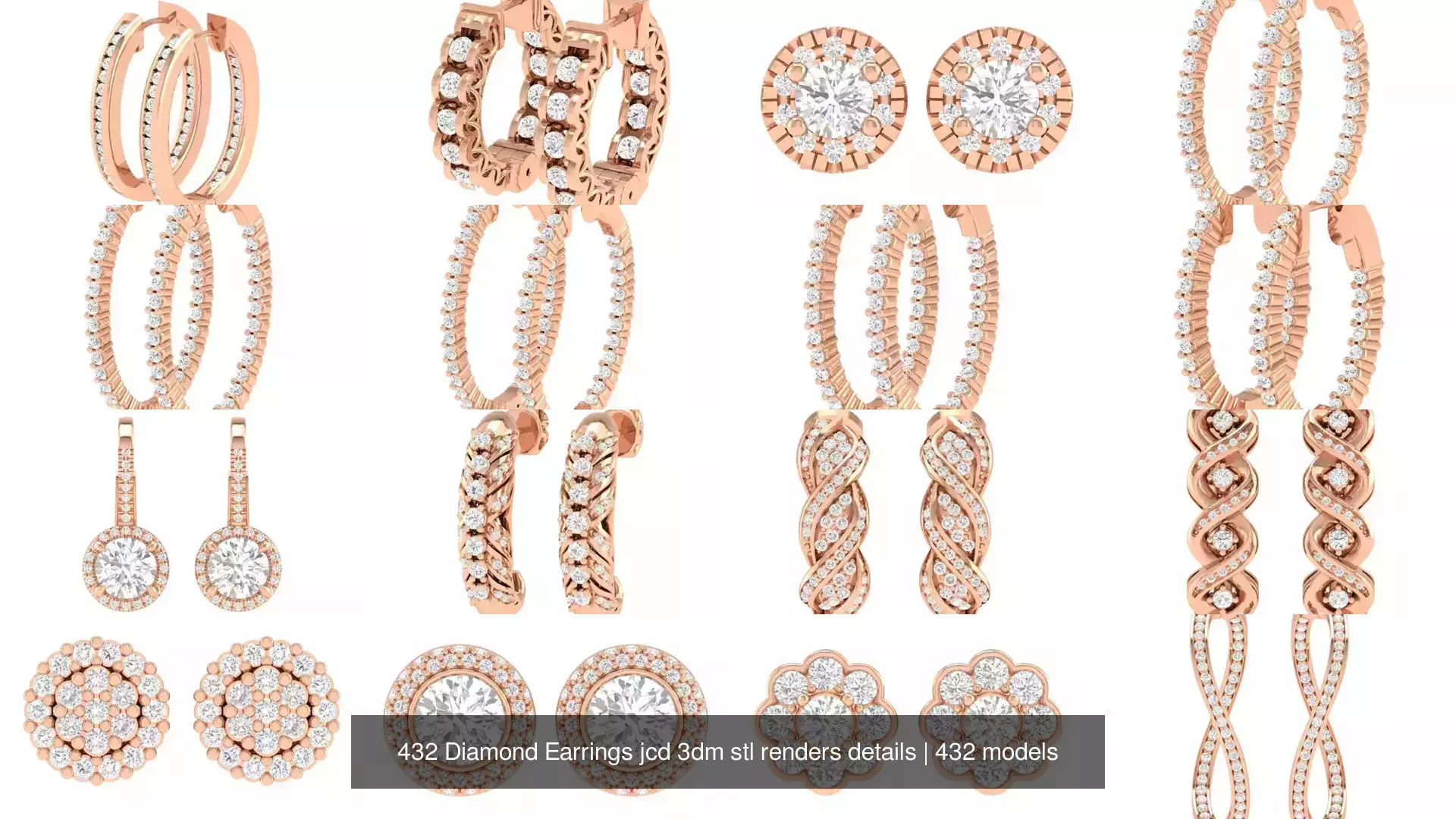 432 Diamond Earrings jcd 3dm stl renders details 3D Model Collection_41