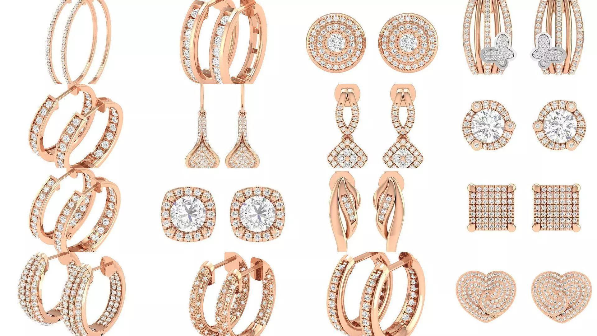 432 Diamond Earrings jcd 3dm stl renders details 3D Model Collection_0