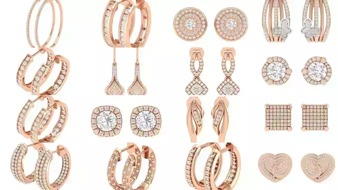 432 Diamond Earrings jcd 3dm stl renders details 3D Model Collection