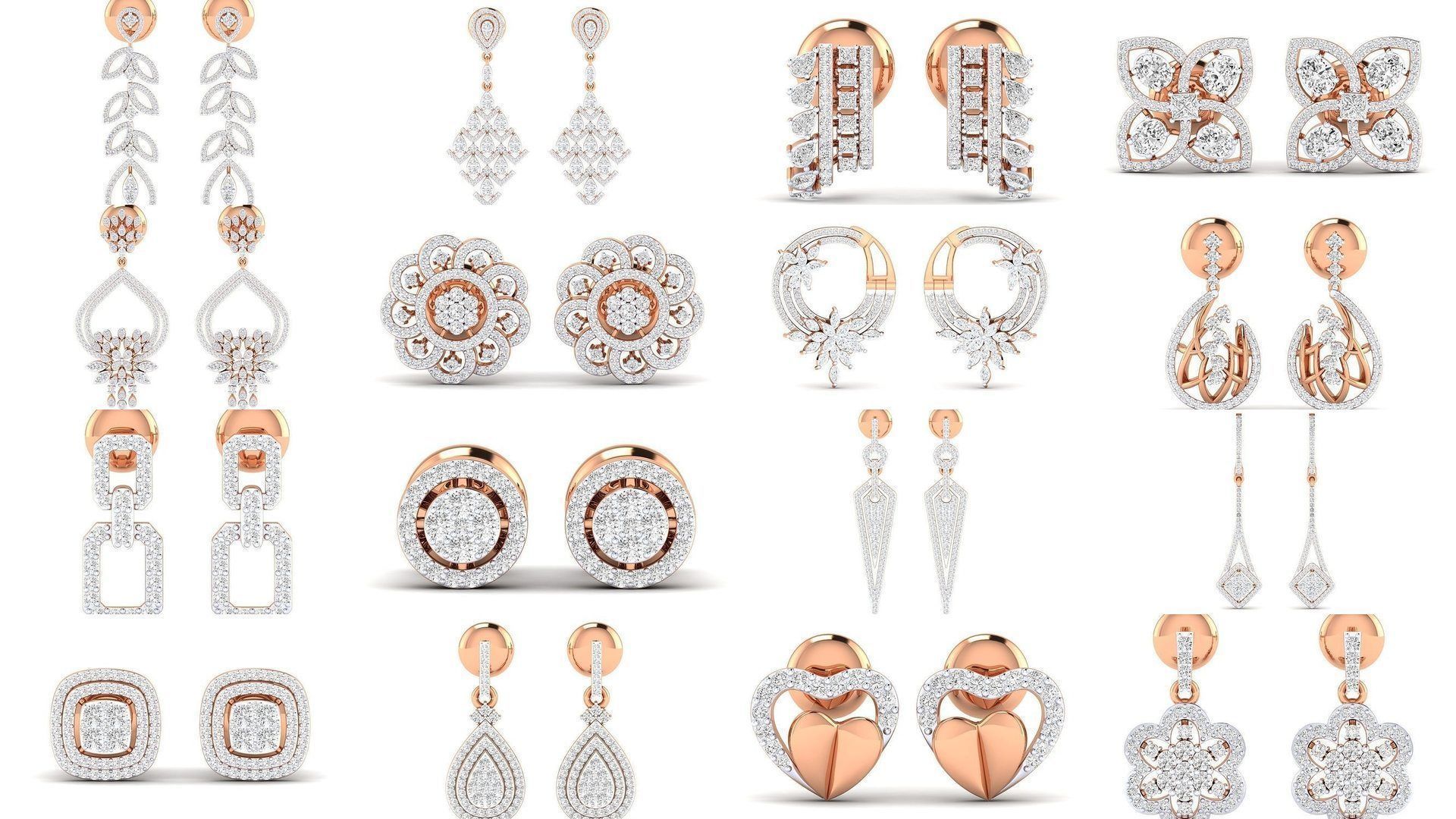 432 Diamond Earrings jcd 3dm stl renders details 3D Model Collection_166