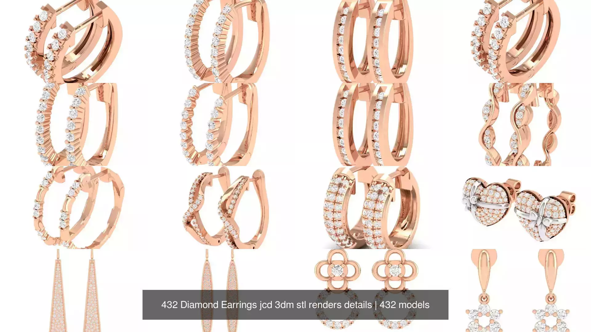432 Diamond Earrings jcd 3dm stl renders details 3D Model Collection_9