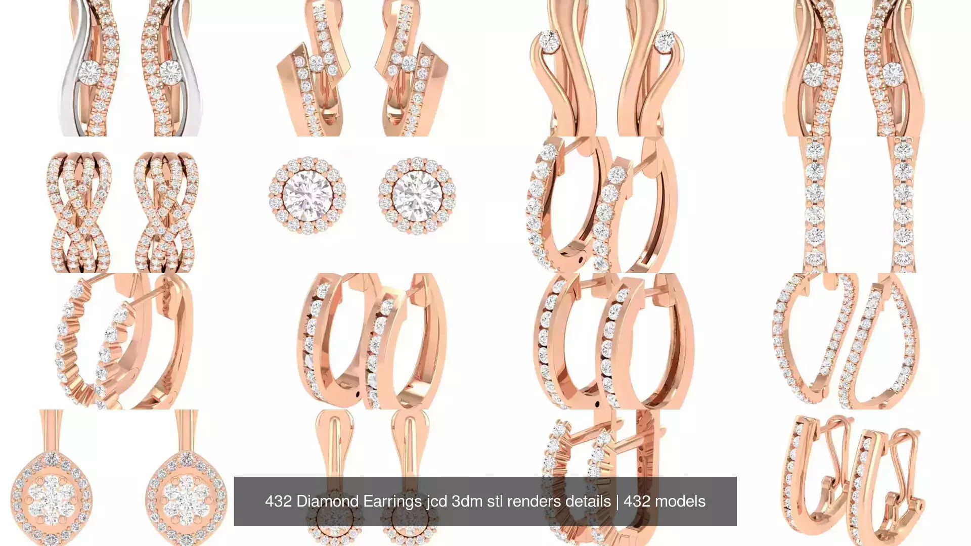 432 Diamond Earrings jcd 3dm stl renders details 3D Model Collection_6