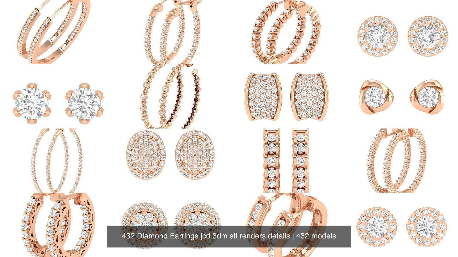 432 Diamond Earrings jcd 3dm stl renders details 3D Model Collection_81