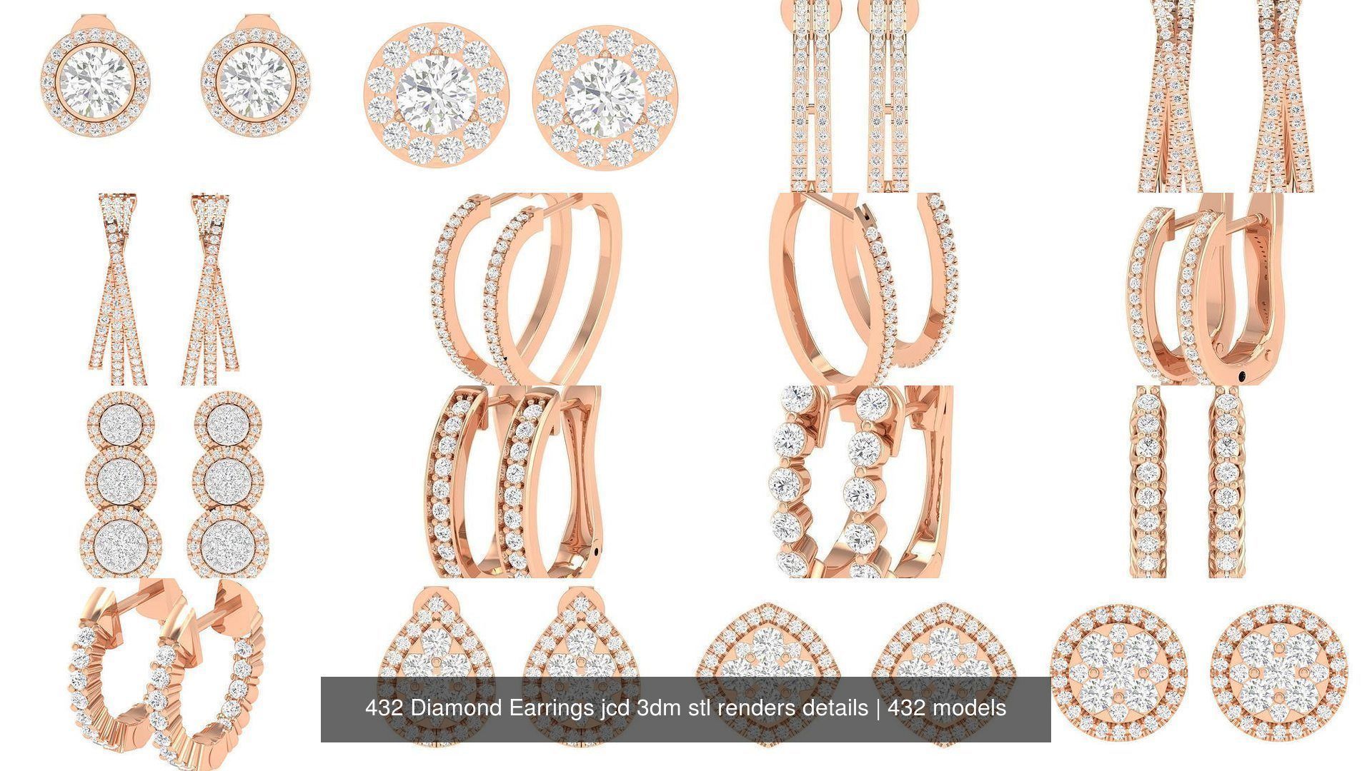 432 Diamond Earrings jcd 3dm stl renders details 3D Model Collection_25
