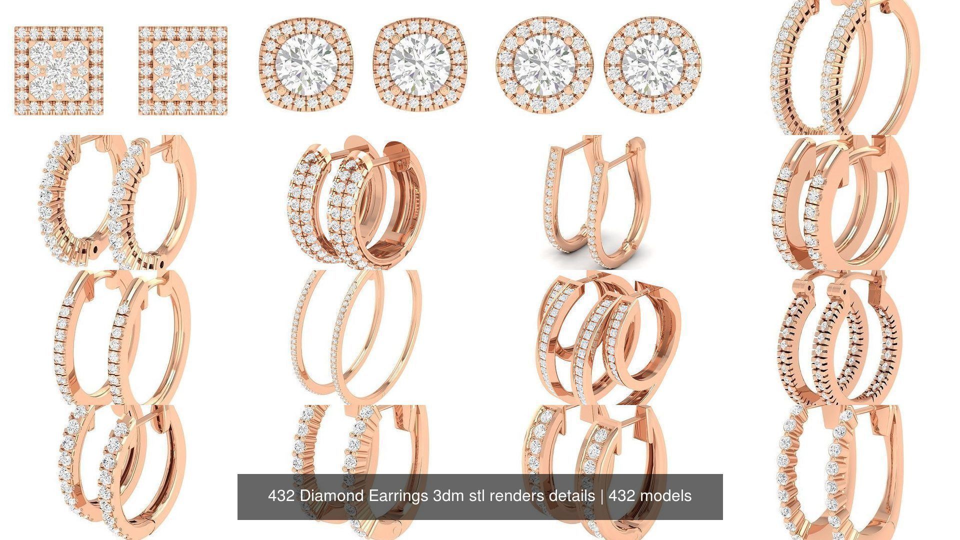 432 Diamond Earrings jcd 3dm stl renders details 3D Model Collection_77