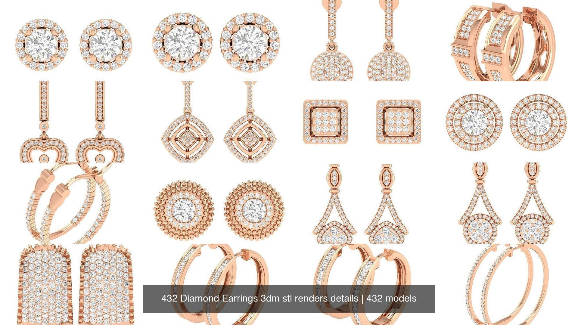 432 Diamond Earrings jcd 3dm stl renders details 3D Model Collection_102