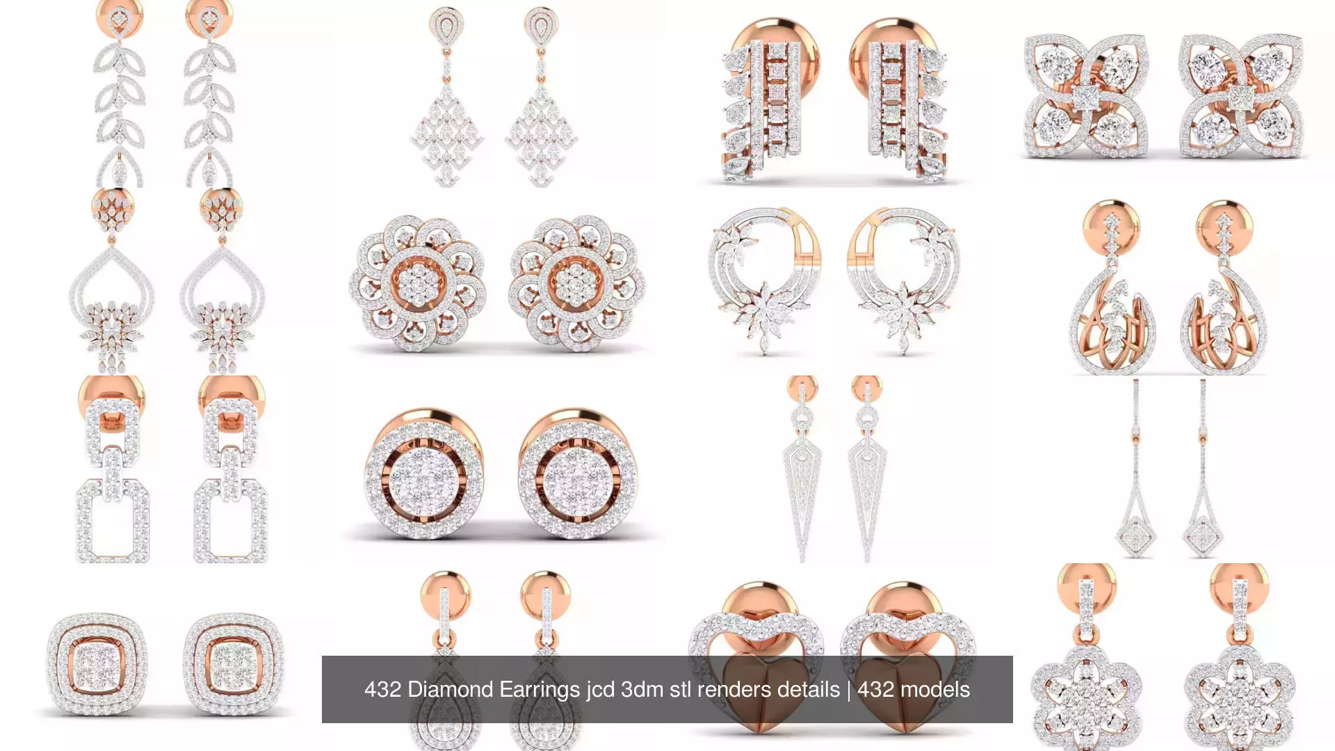 432 Diamond Earrings jcd 3dm stl renders details 3D Model Collection_71