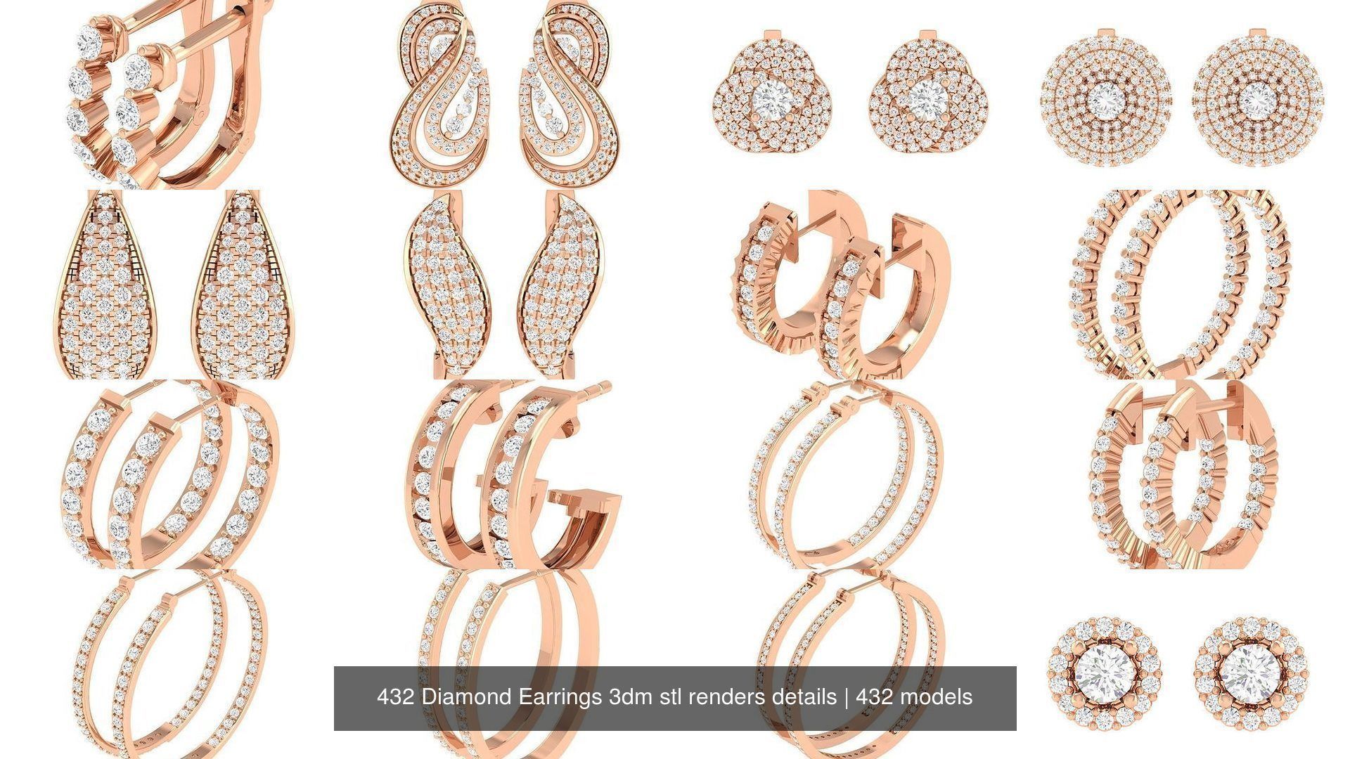 432 Diamond Earrings jcd 3dm stl renders details 3D Model Collection_96