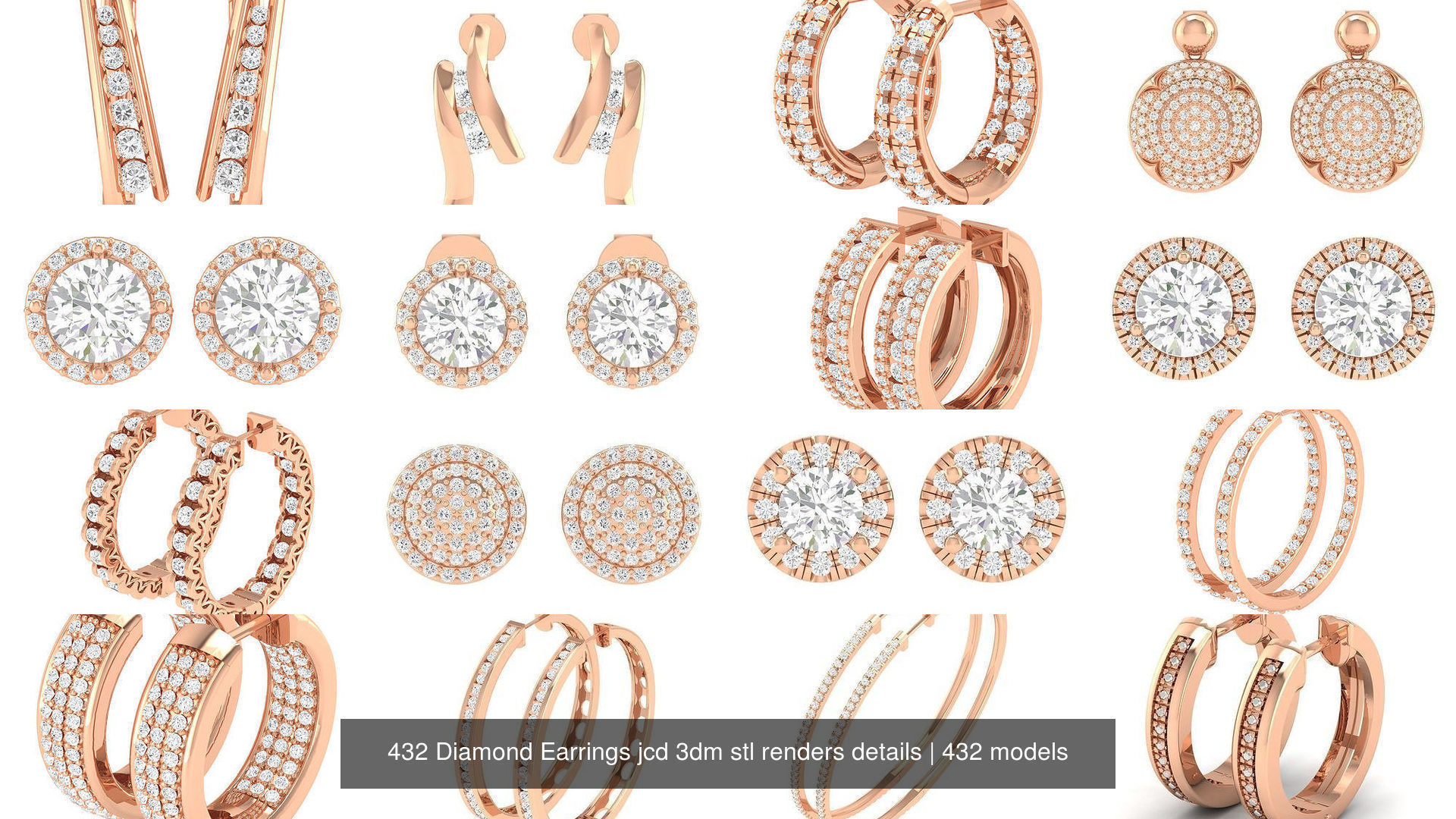 432 Diamond Earrings jcd 3dm stl renders details 3D Model Collection_91