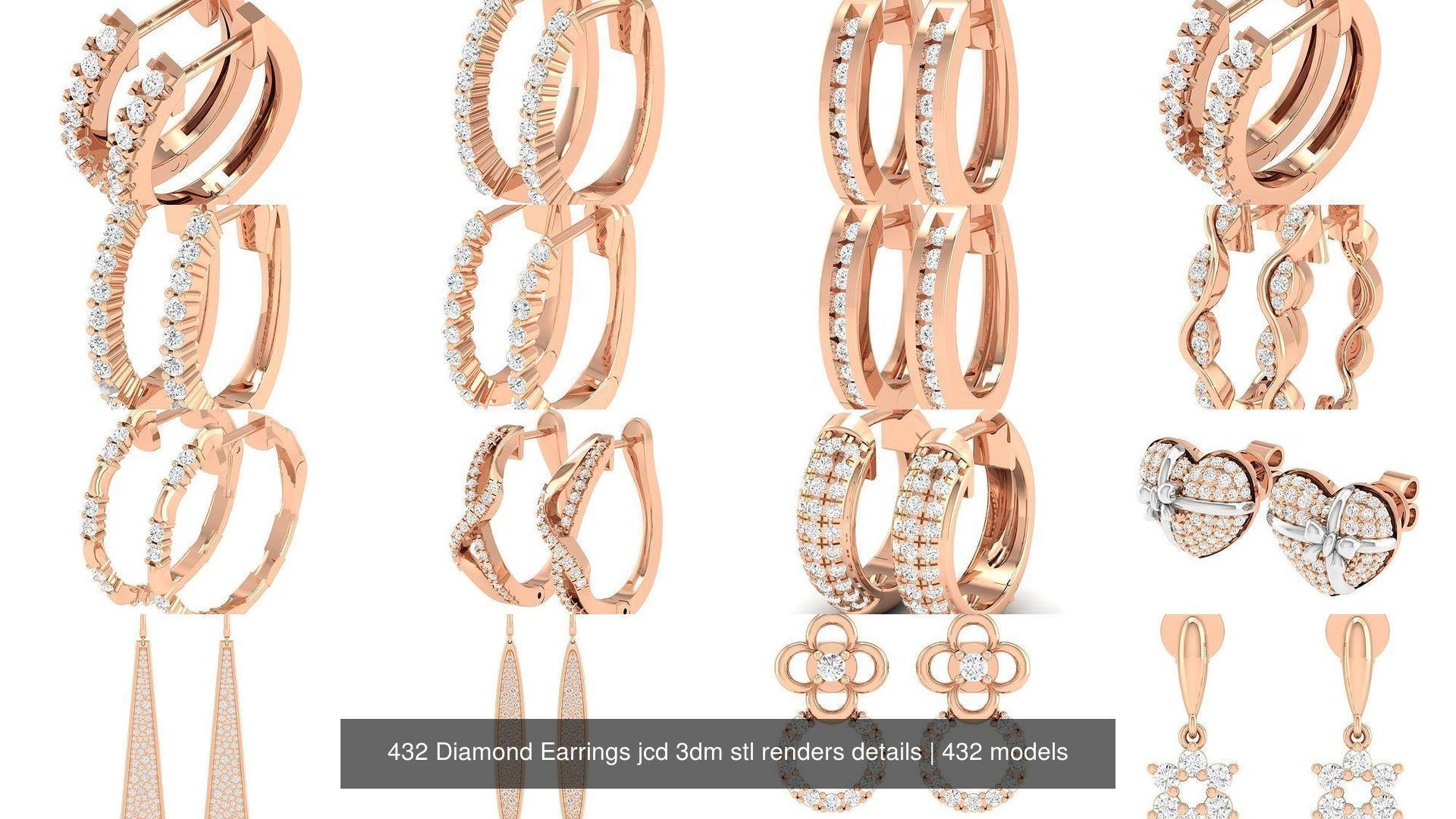 432 Diamond Earrings jcd 3dm stl renders details 3D Model Collection_58