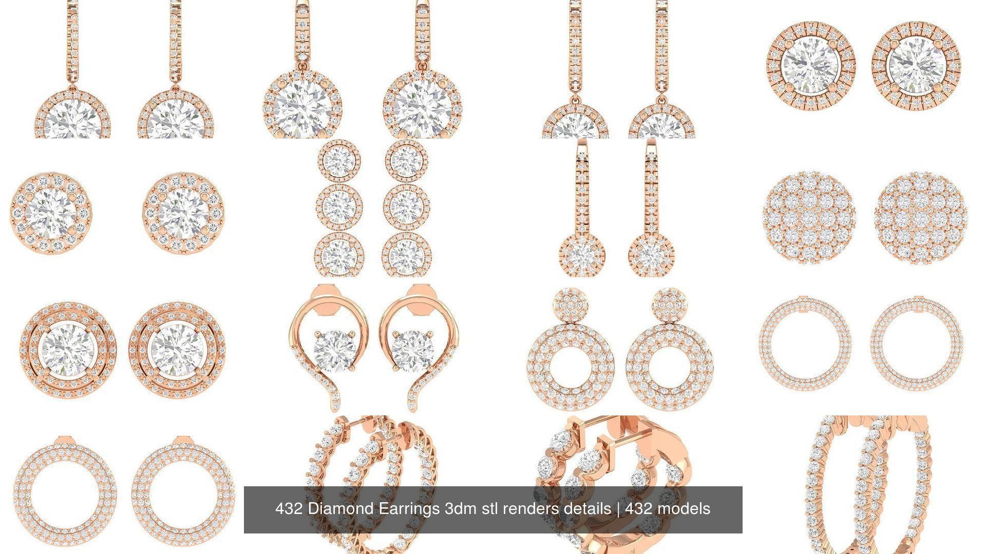 432 Diamond Earrings jcd 3dm stl renders details 3D Model Collection_147