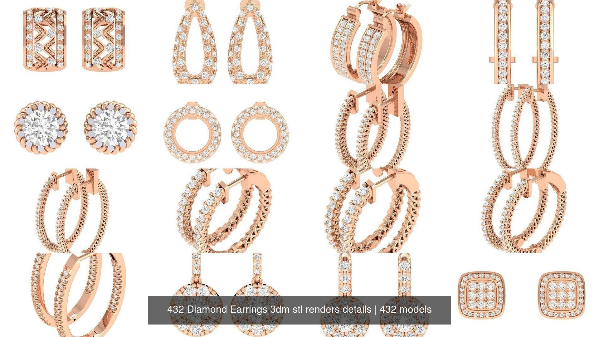 432 Diamond Earrings jcd 3dm stl renders details 3D Model Collection_135