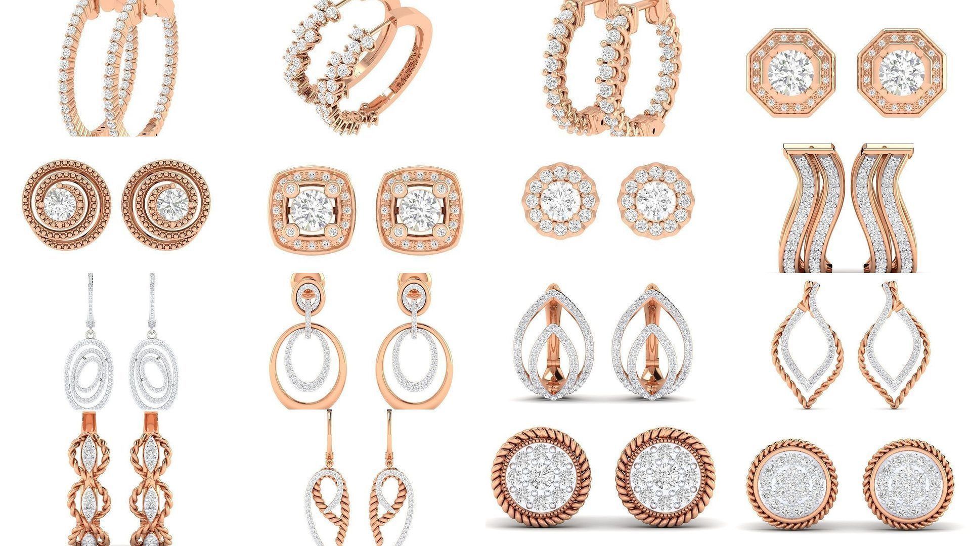 432 Diamond Earrings jcd 3dm stl renders details 3D Model Collection_148