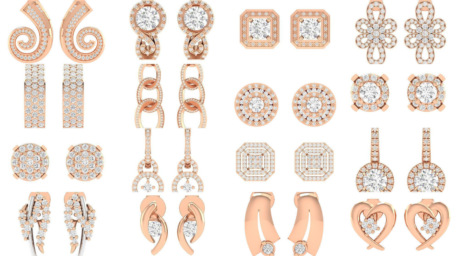 432 Diamond Earrings jcd 3dm stl renders details 3D Model Collection_139