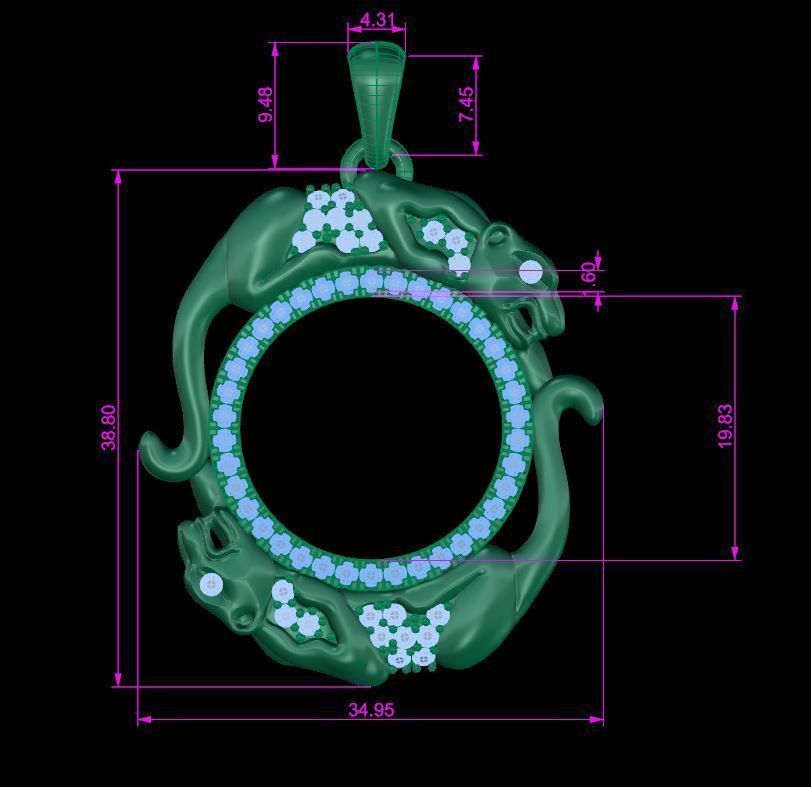 panter pendant 3D print model_4