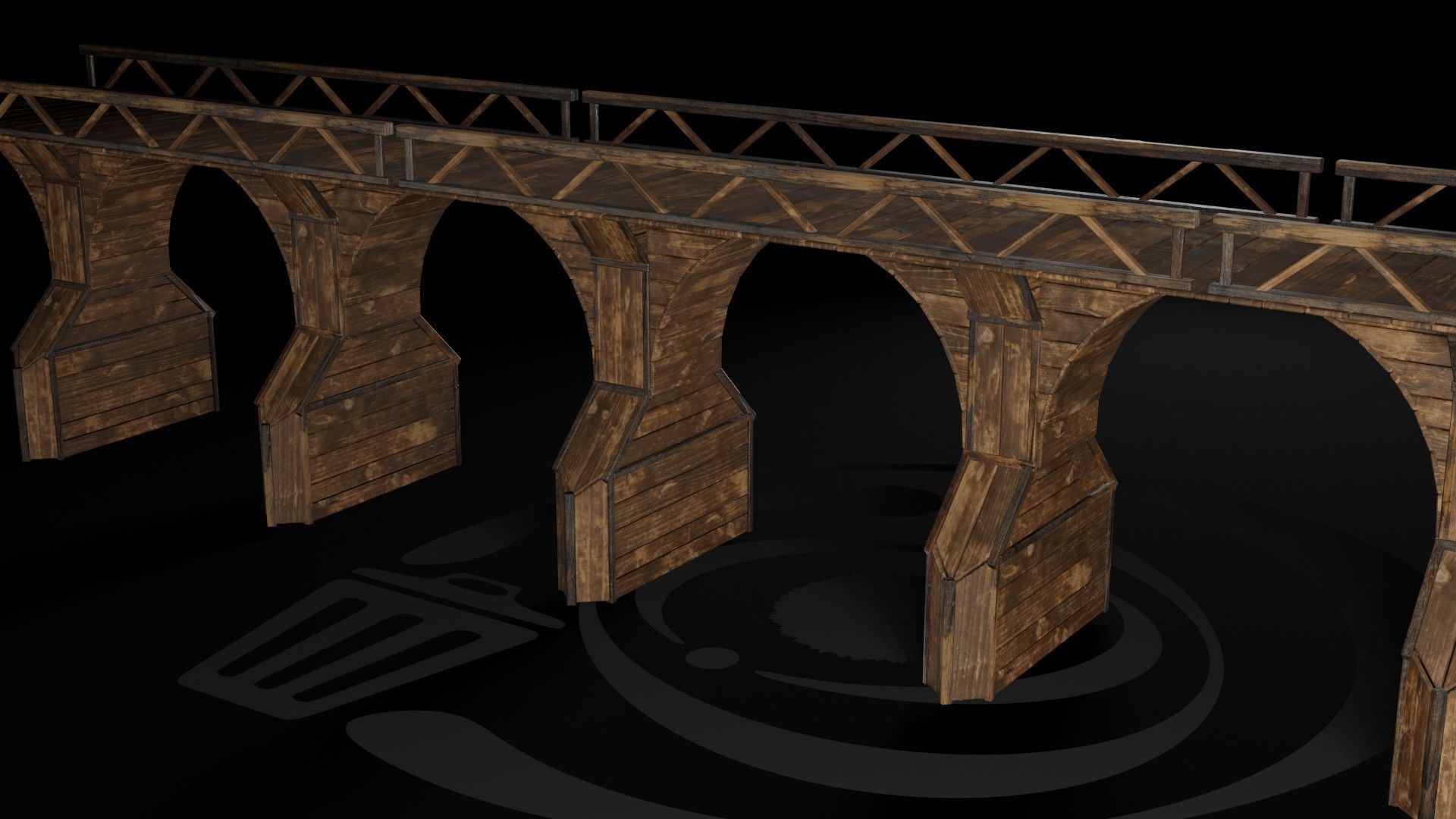 AAA Medieval Wooden Bridge 04 R Low-poly 3D model_1