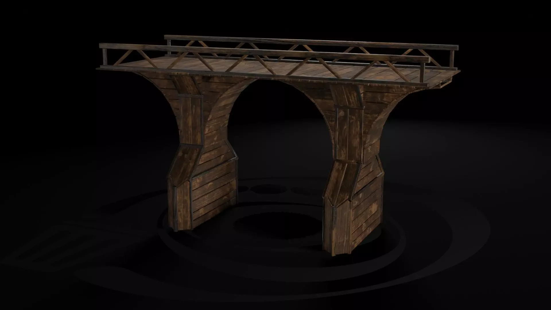 AAA Medieval Wooden Bridge 04 R Low-poly 3D model_0