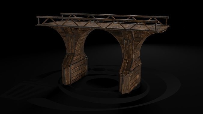 AAA Medieval Wooden Bridge 04 R Low-poly 3D model