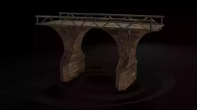 AAA Medieval Wooden Bridge 04 R Low-poly 3D model