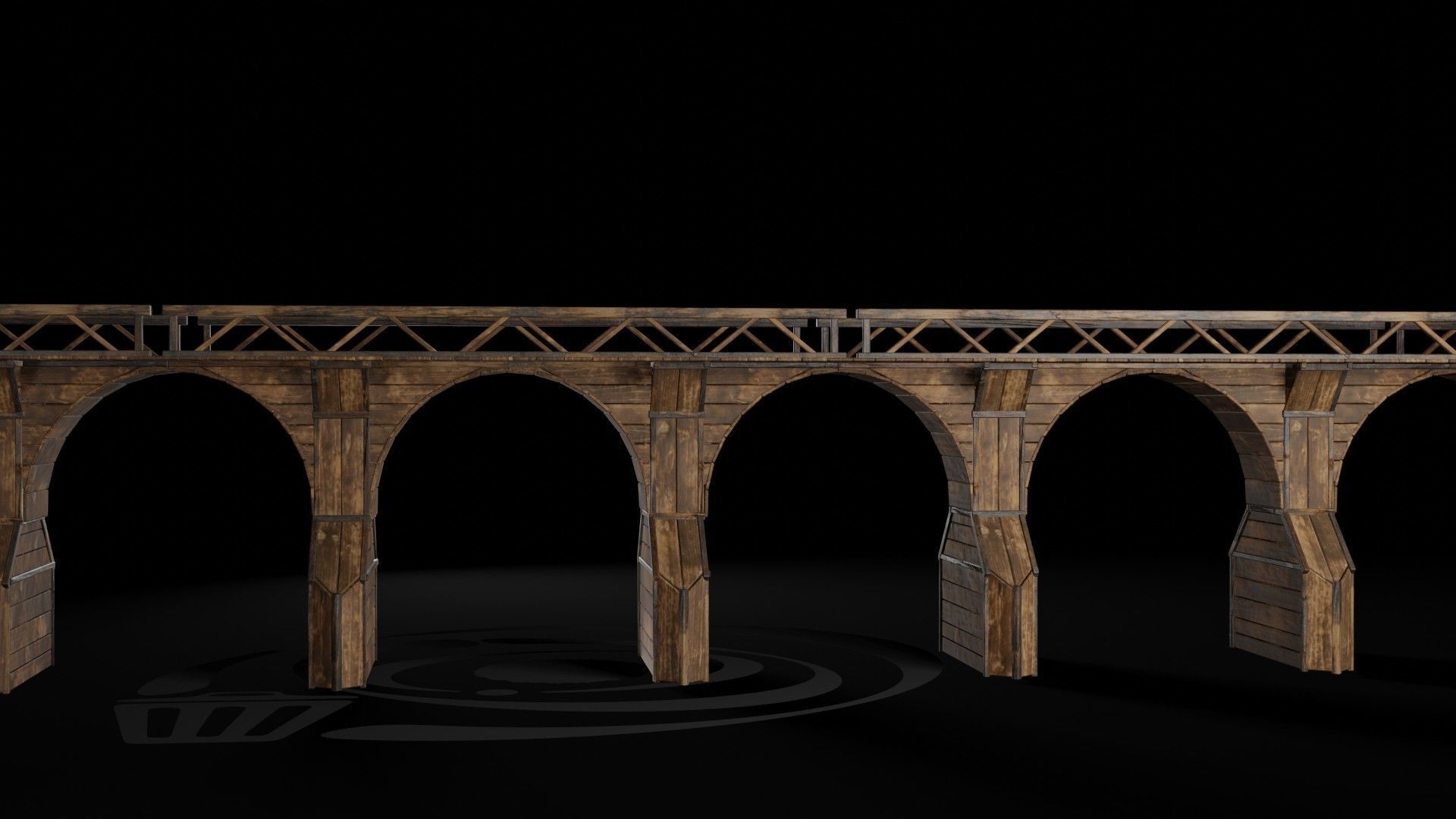 AAA Medieval Wooden Bridge 04 R Low-poly 3D model_8