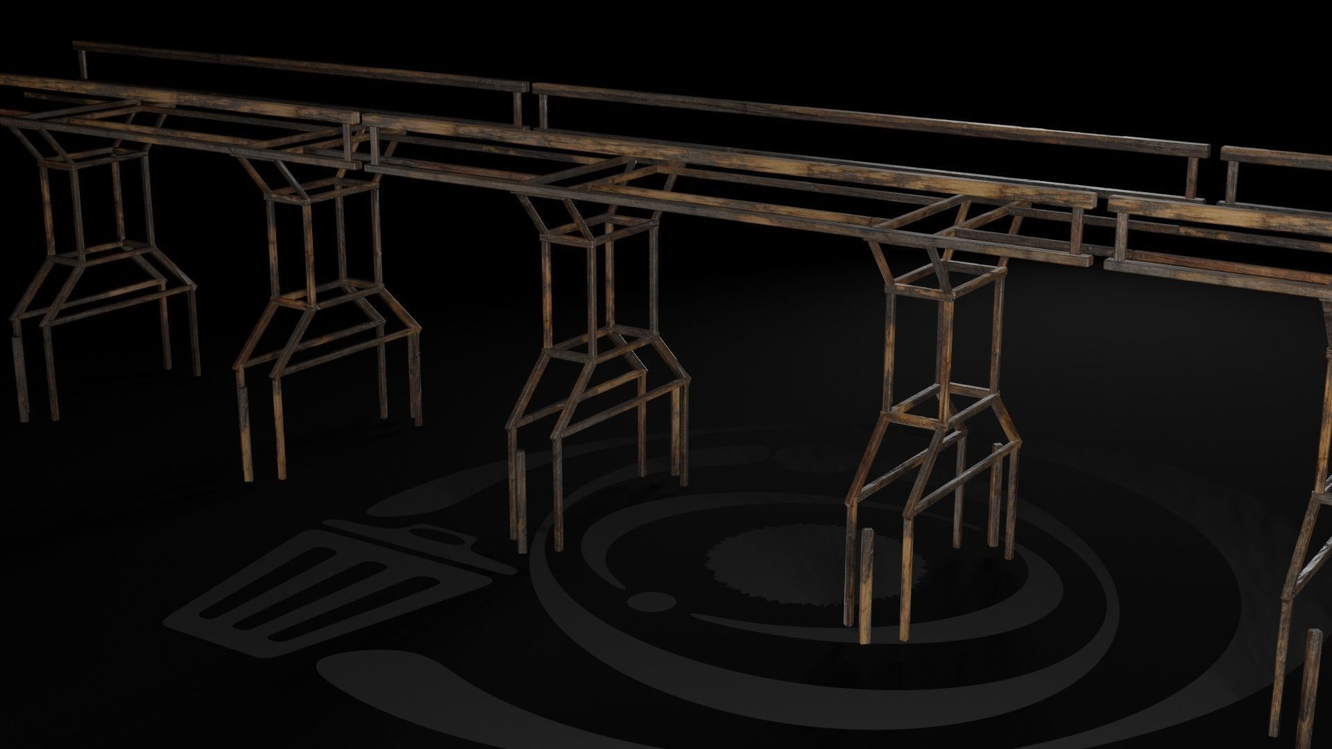 AAA Medieval Wooden Bridge 04 R Low-poly 3D model_5