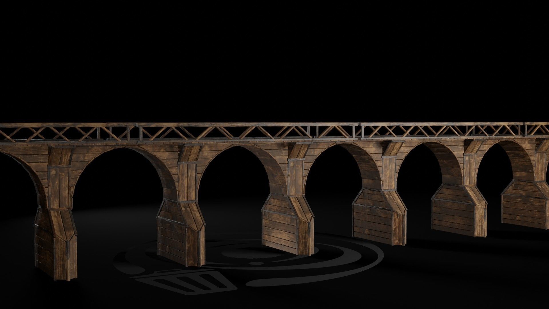 AAA Medieval Wooden Bridge 04 R Low-poly 3D model_7