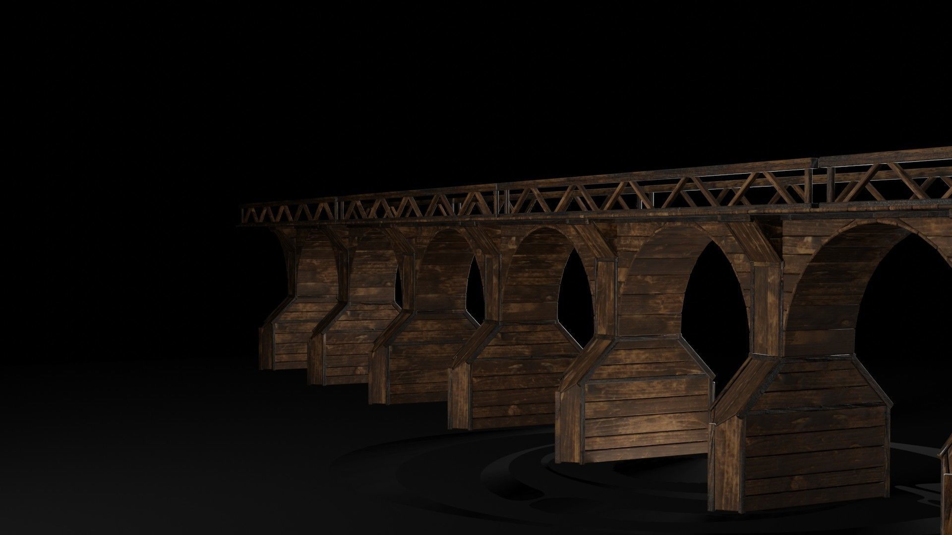 AAA Medieval Wooden Bridge 04 R Low-poly 3D model_9