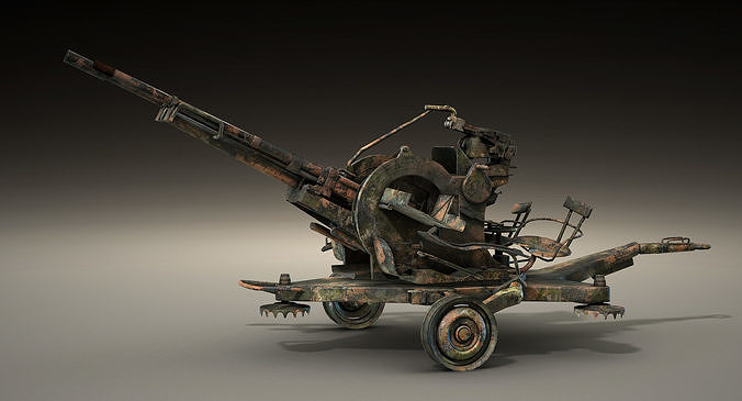 ZU-23-2 Burnt  Low-poly 3D model