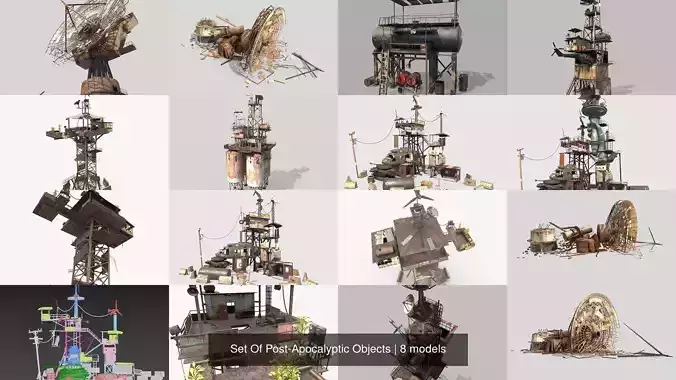 Set Of Post-Apocalyptic Objects 3D Model Collection