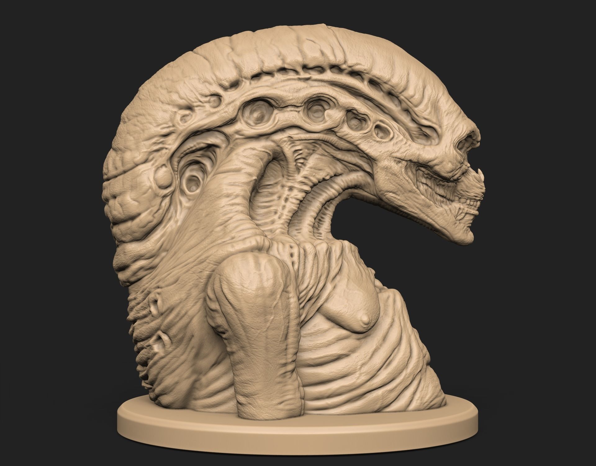 Alien Newborn Bust 3D print model_4