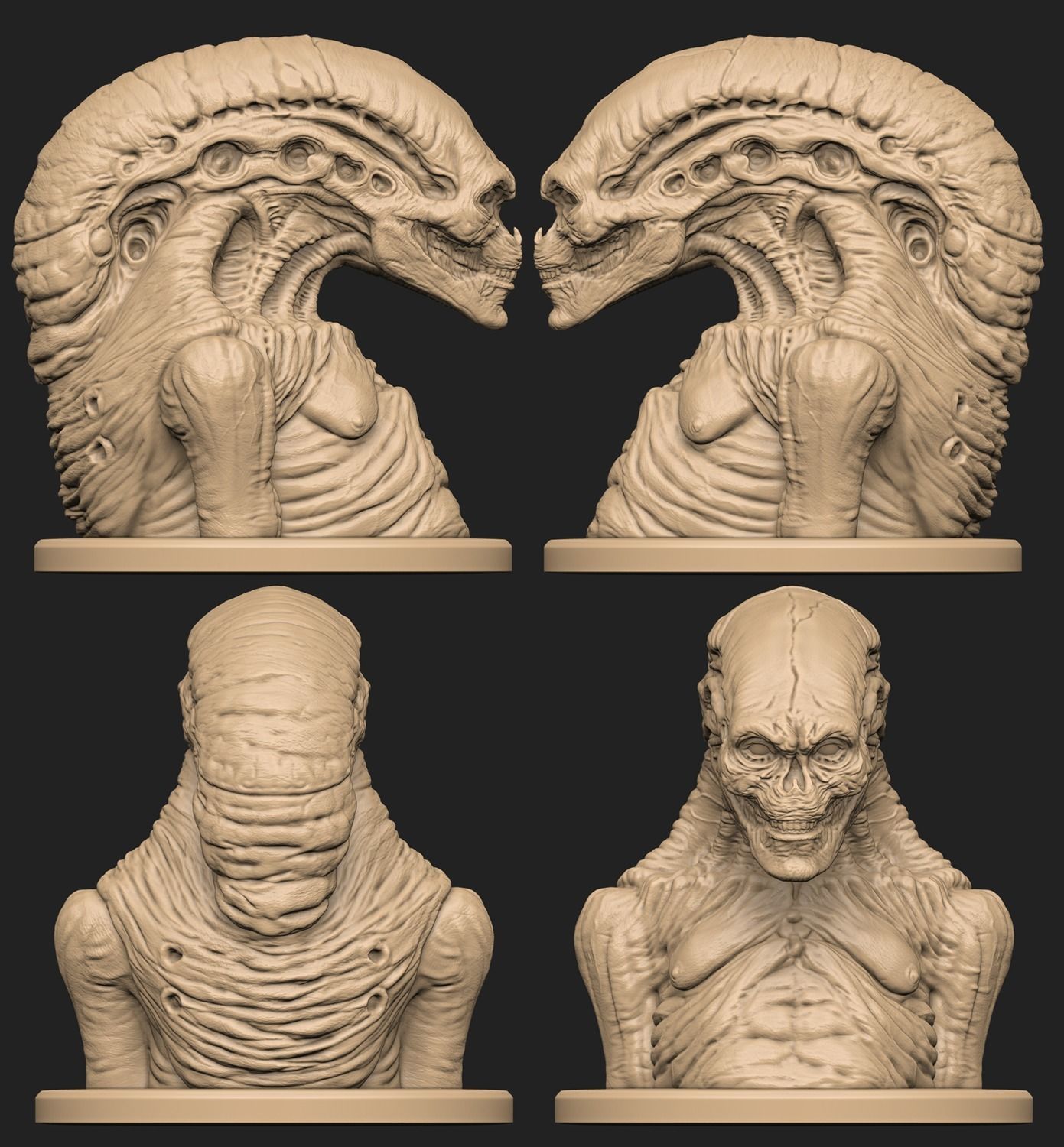 Alien Newborn Bust 3D print model_9
