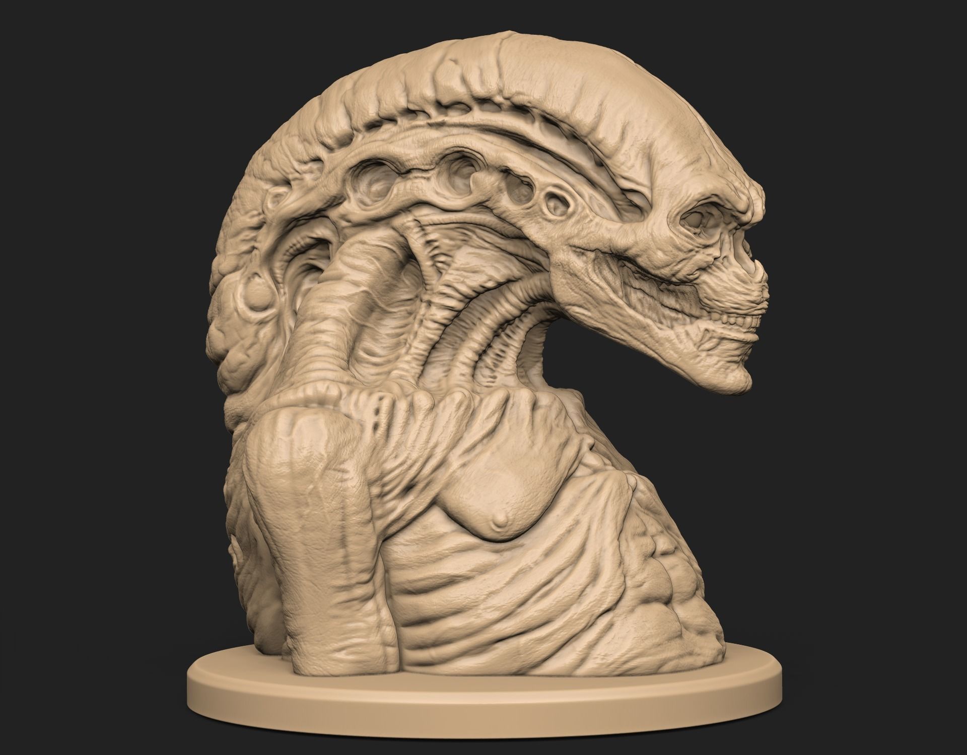 Alien Newborn Bust 3D print model_3