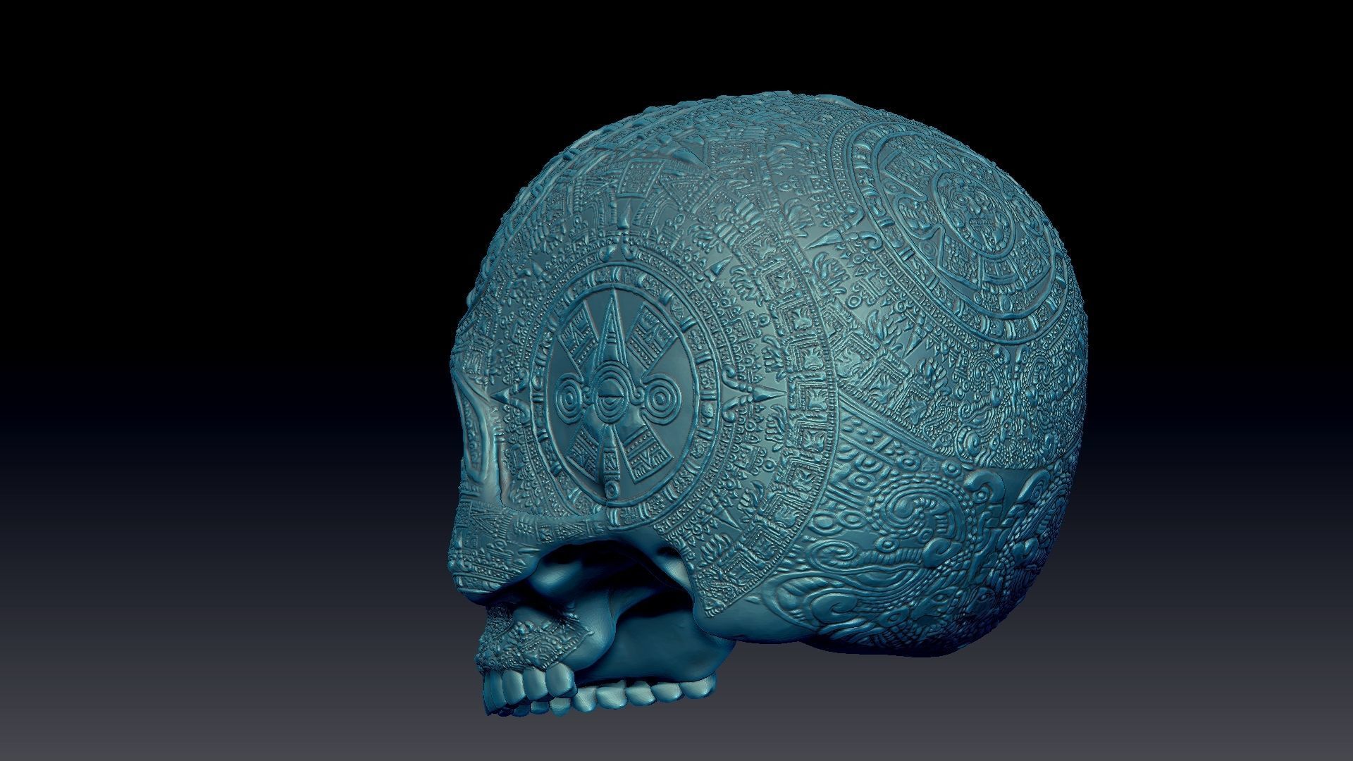 Aztec Skull version 2 3D print model_8