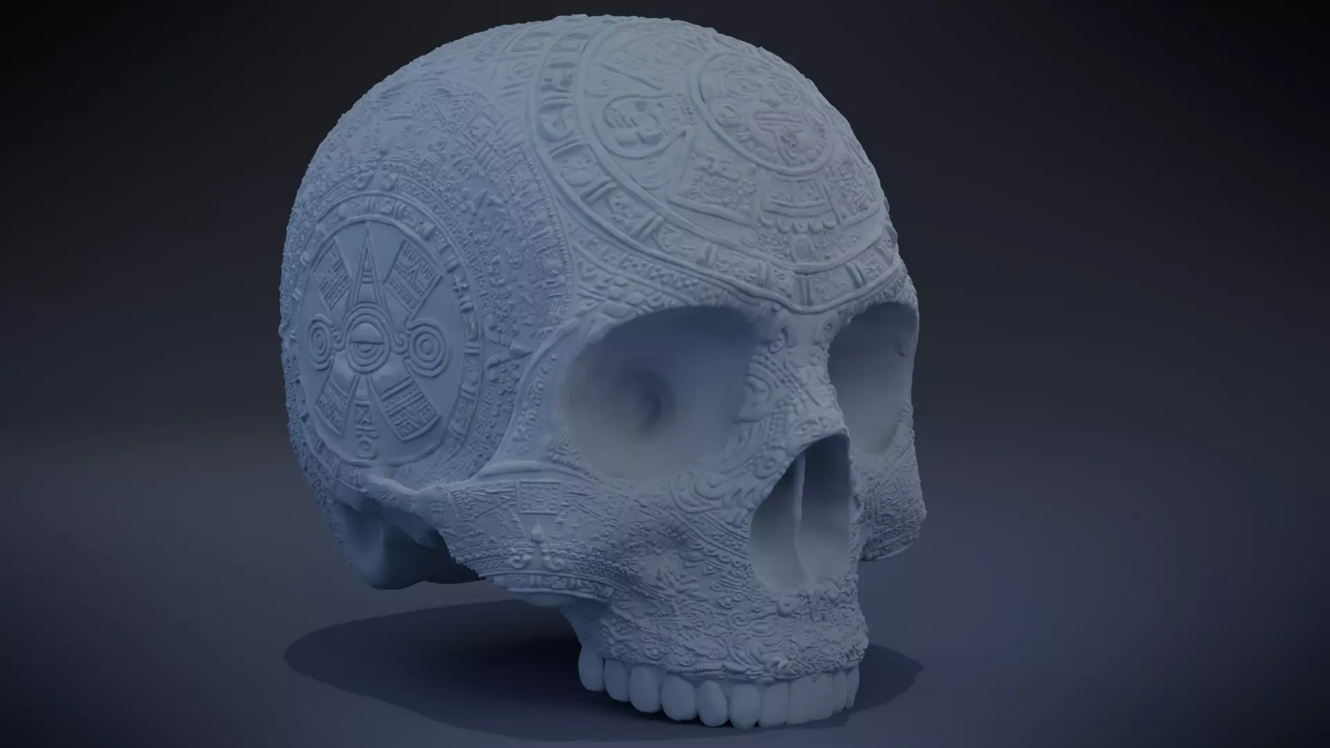 Aztec Skull version 2 3D print model_0