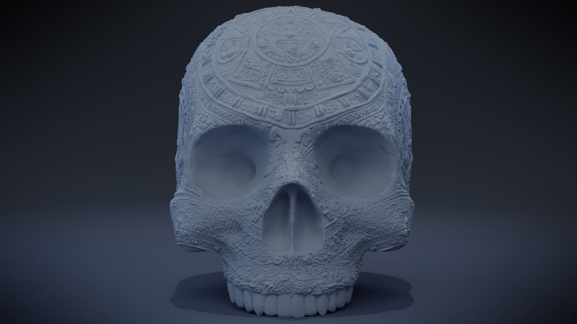 Aztec Skull version 2 3D print model_1