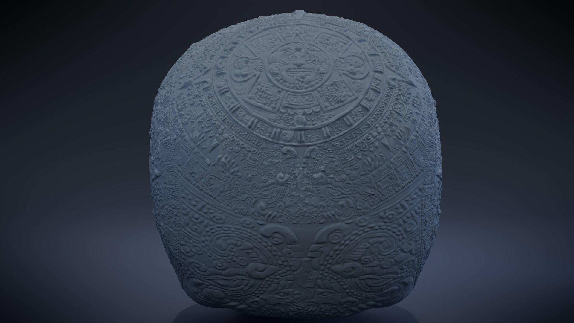 Aztec Skull version 2 3D print model_3