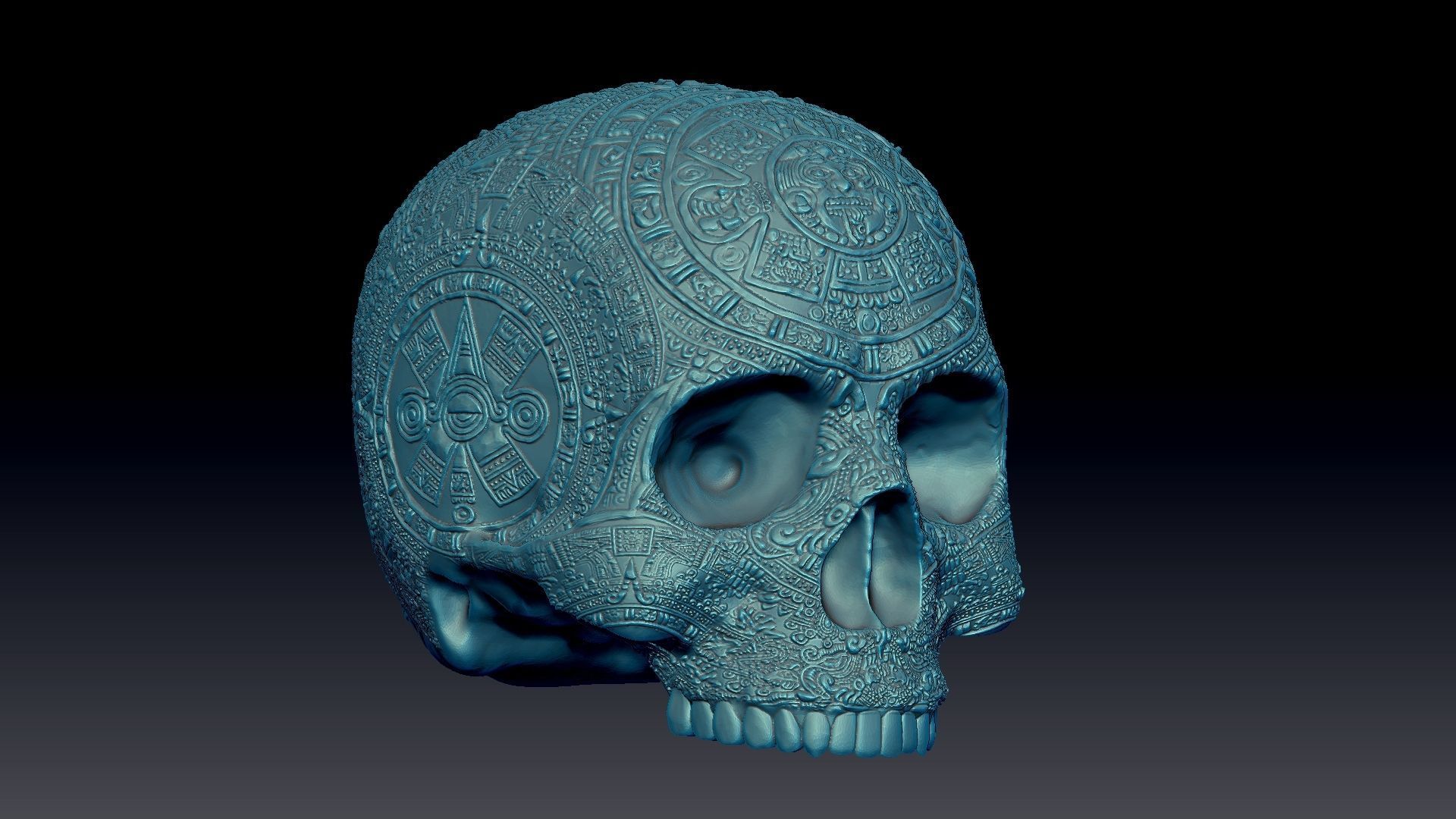 Aztec Skull version 2 3D print model_7