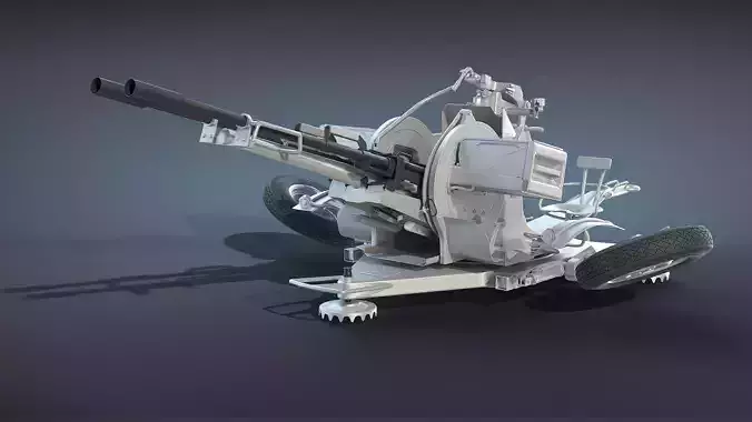 ZU-23-2 High-Poly machine gun 3D model