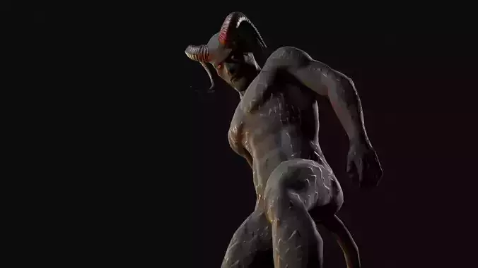 Devil demon with horns Low-poly 3D model