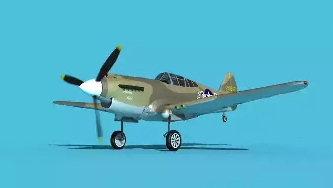 Curtiss P-40B Warhawk V09 USAAF 3D model