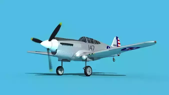 Curtiss P-40B Warhawk V11 USAAF 3D model