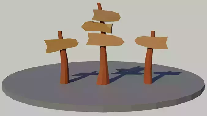 Low Poly Signpost directional sign Free 3D model