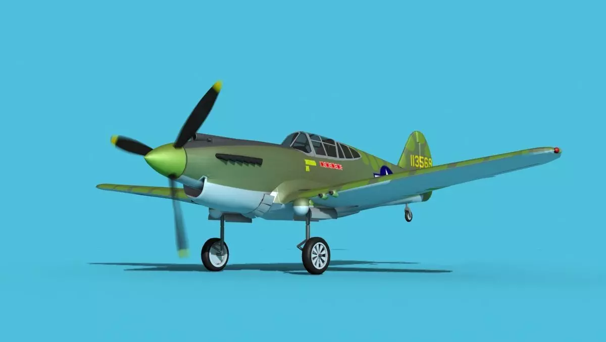 Curtiss P-40B Warhawk V12 USAAF 3D model