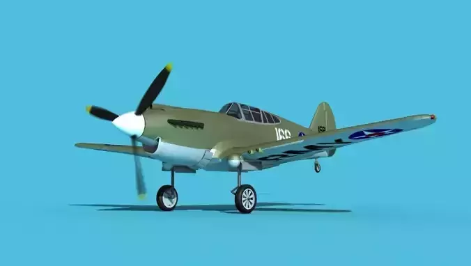 Curtiss P-40B Warhawk V13 USAAF 3D model