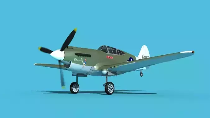 Curtiss P-40B Warhawk V14 USAAF 3D model
