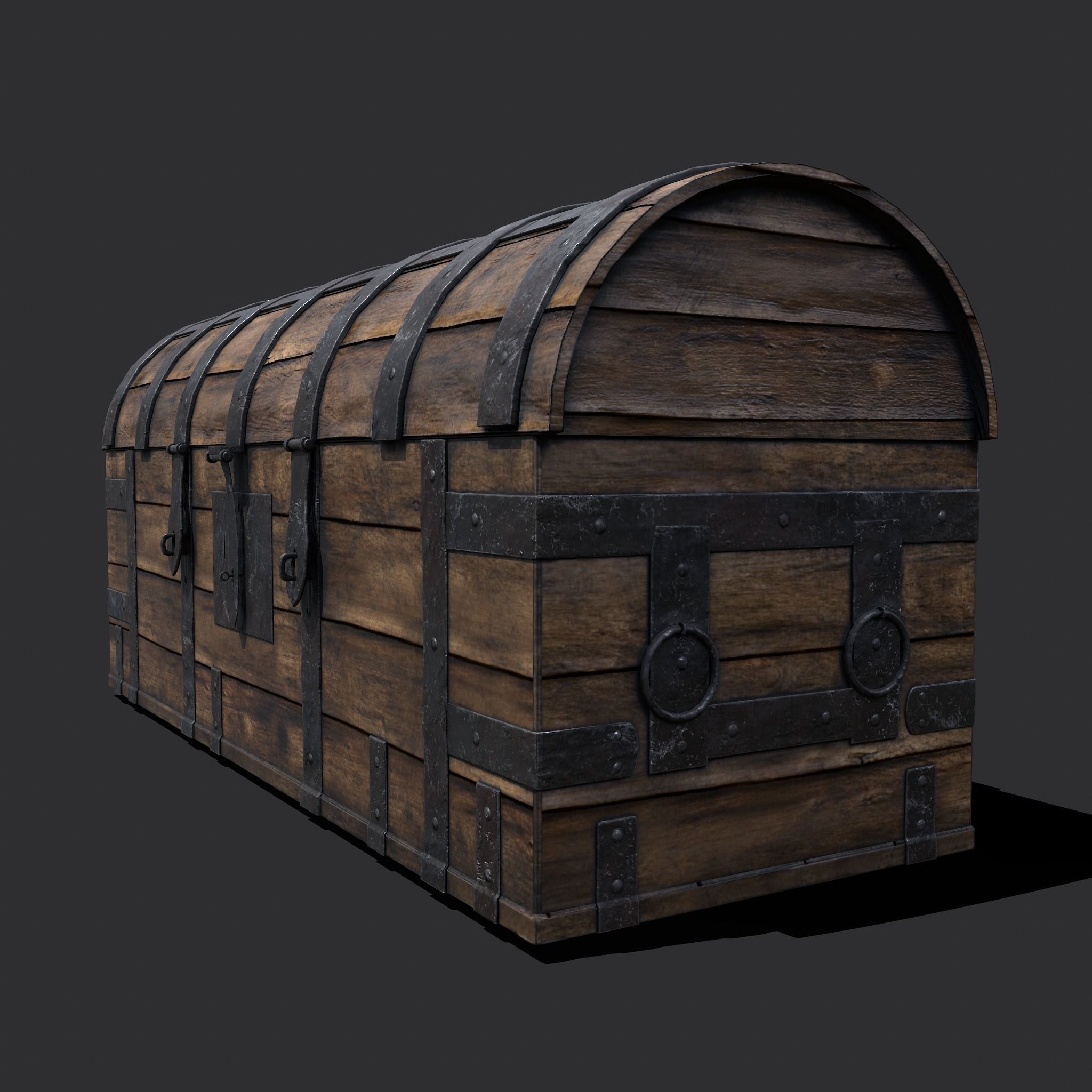 Medieval Chest Iron Bound Decor Low-poly 3D model_2