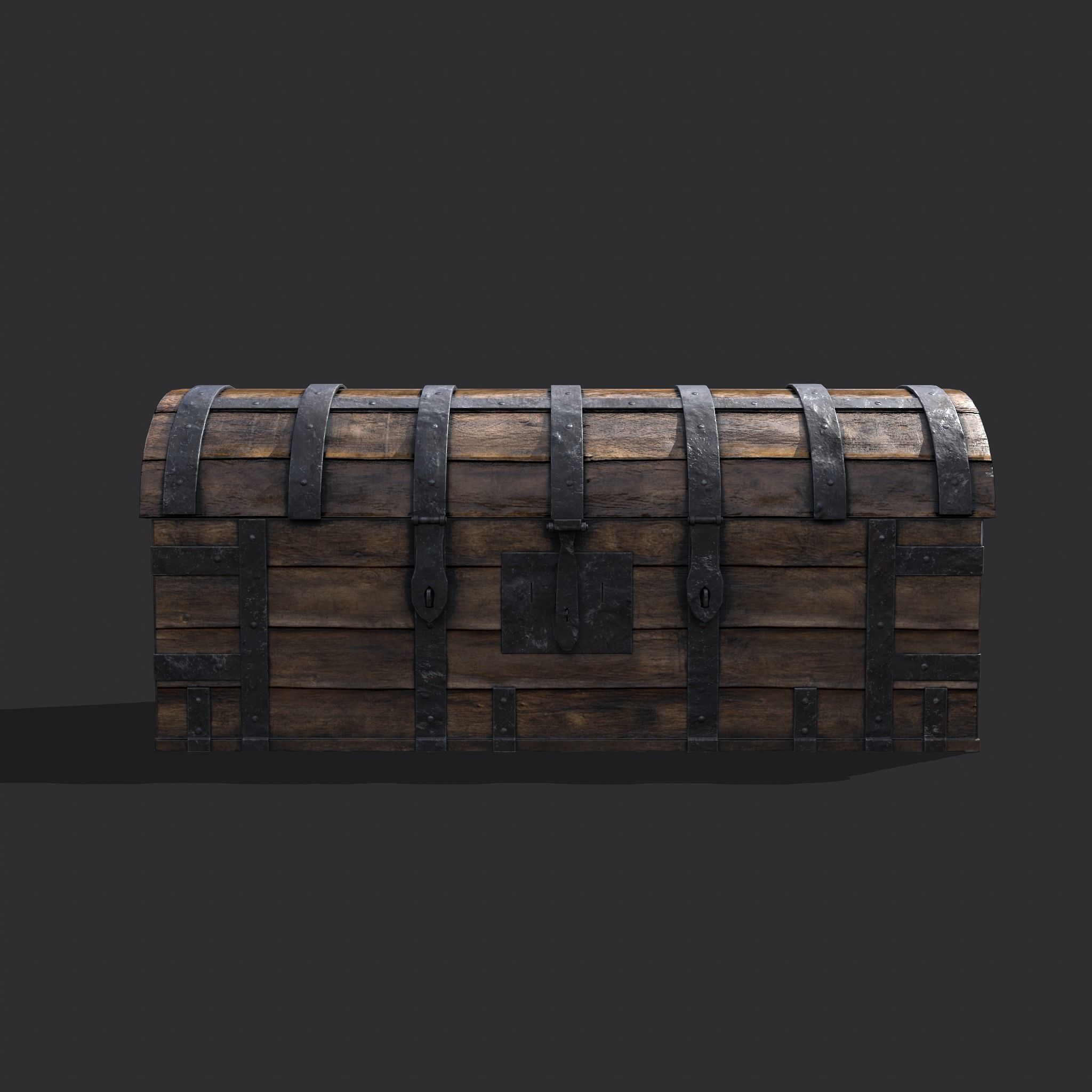 Medieval Chest Iron Bound Decor Low-poly 3D model_9