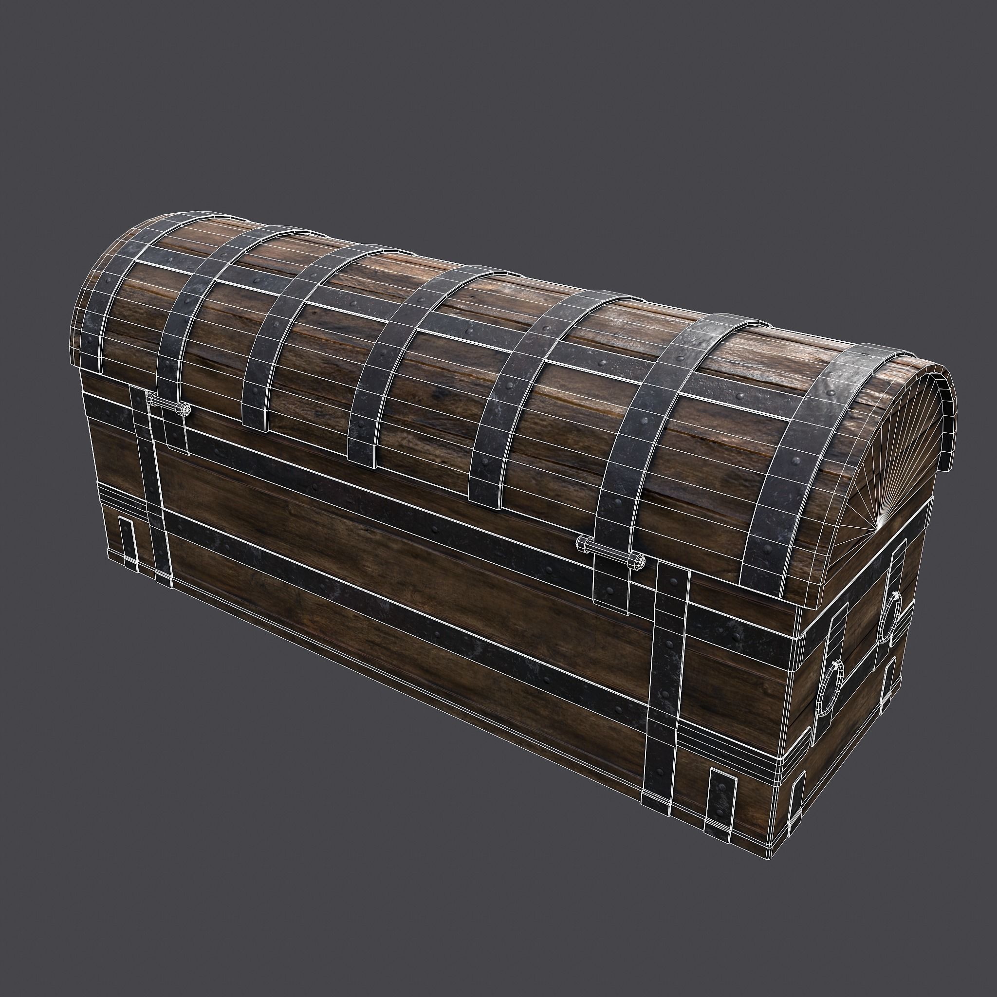 Medieval Chest Iron Bound Decor Low-poly 3D model_22