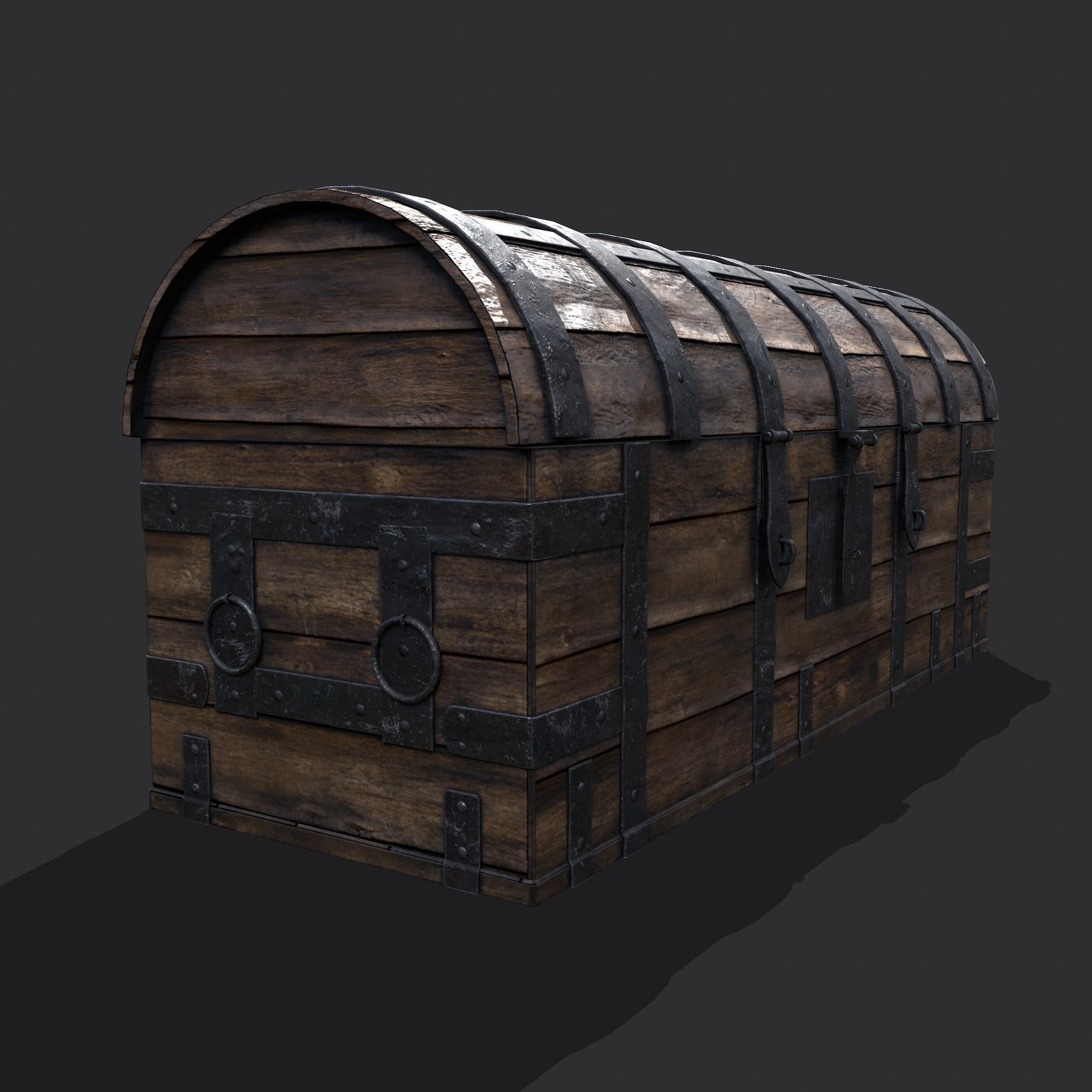 Medieval Chest Iron Bound Decor Low-poly 3D model_14